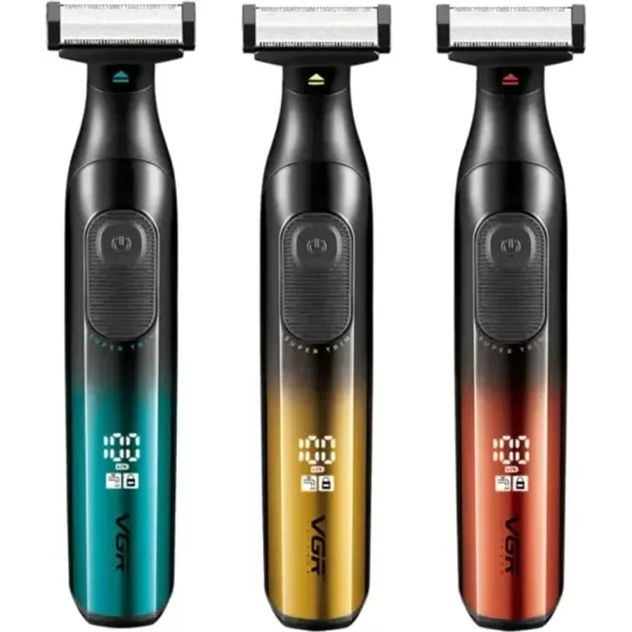 Barbeador Elétrico VGR Super Trim com Display Digital e Acabamento Gradient